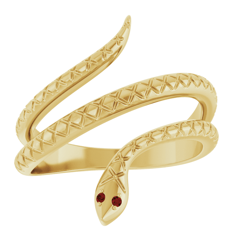 Velora Snake Natural Garnet or Emerald Ring