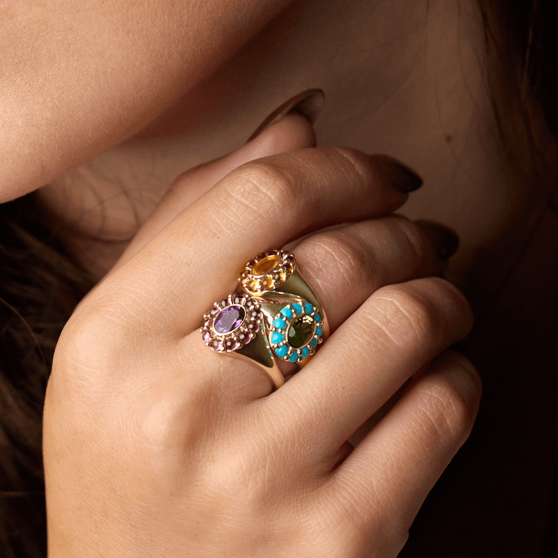 Sonora Mexican Fire Opal & Citrine Ring