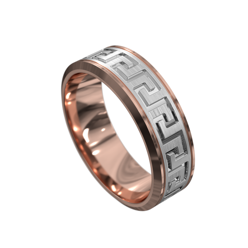 Hector Greek Key Ring (Rose Gold)