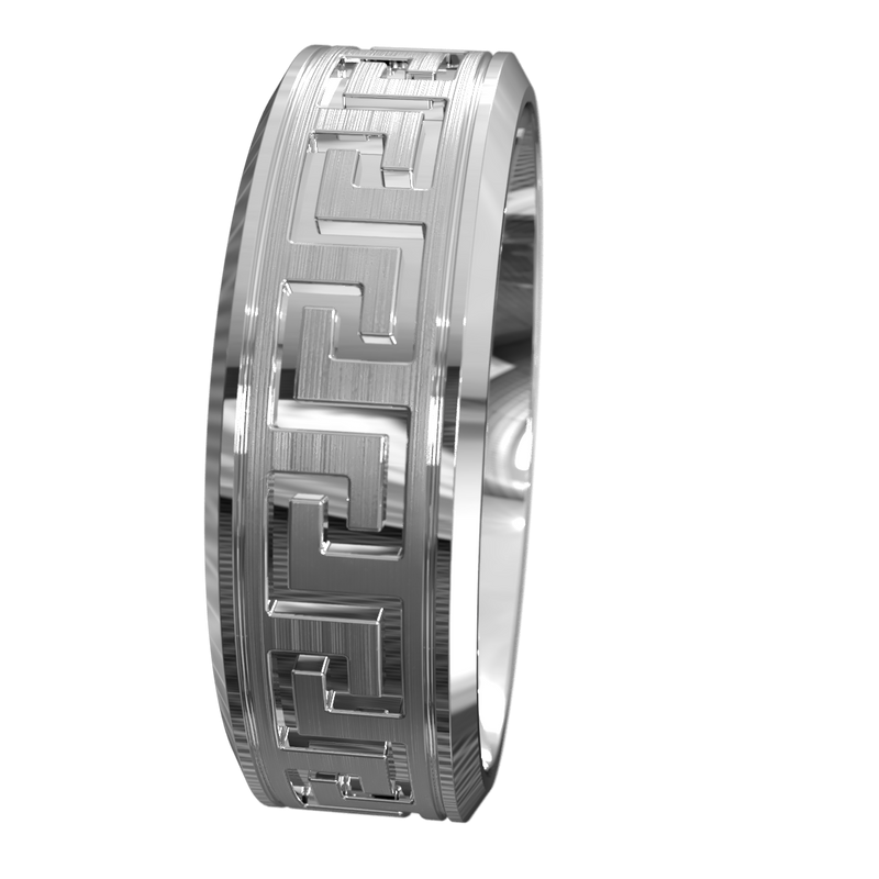 Hector Greek Key Ring (White Gold)