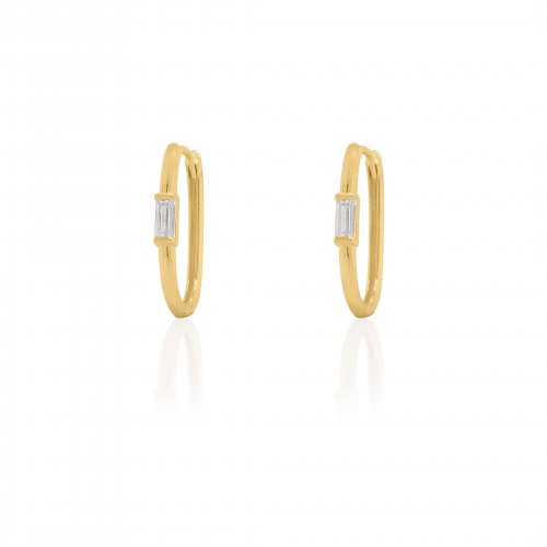 Anadolu Glow Baguette Huggie Earrings