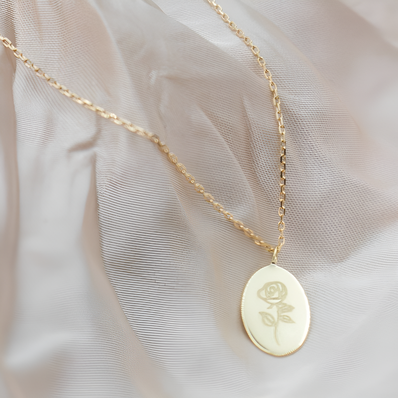 Salang Rose Engraved Necklace