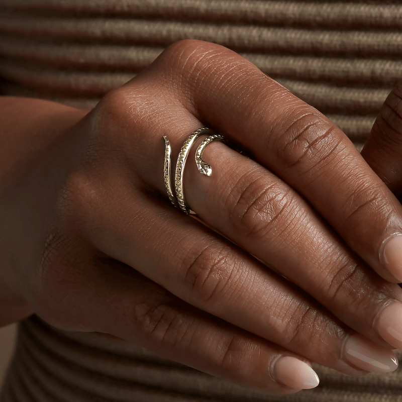 Velora Snake Natural Garnet or Emerald Ring