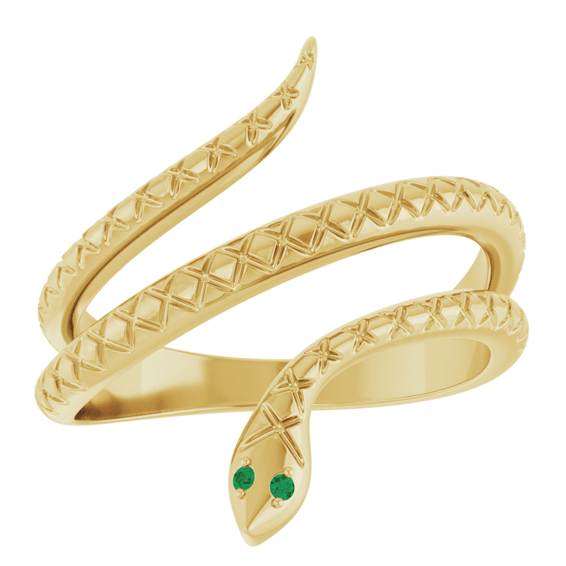 Velora Snake Natural Garnet or Emerald Ring