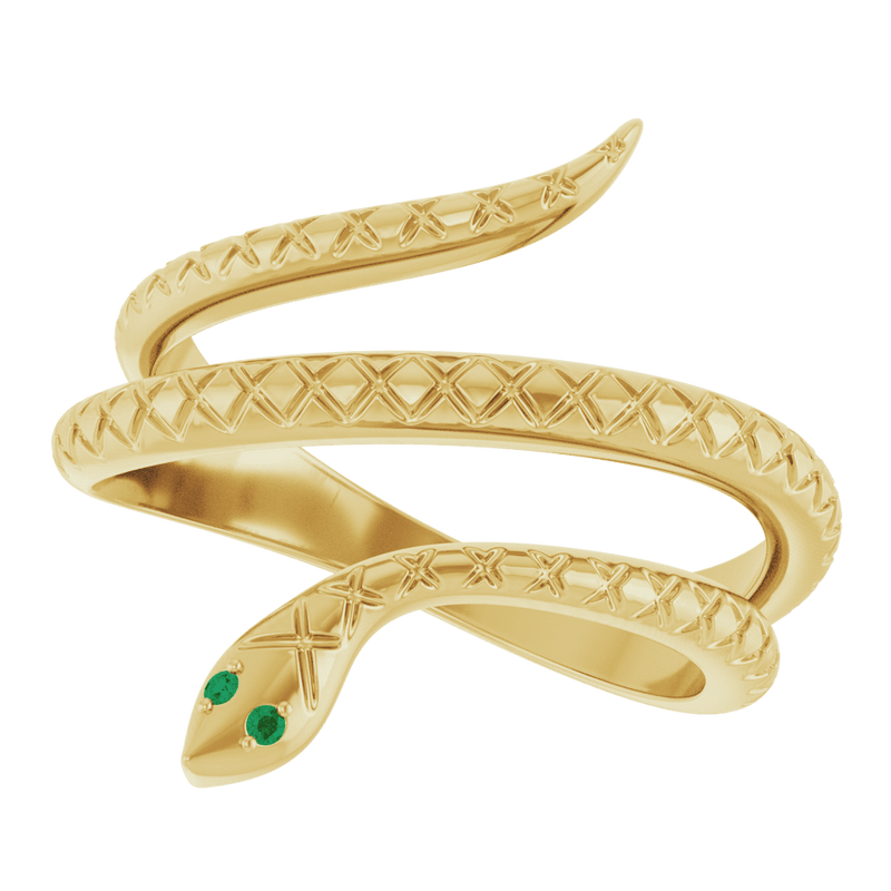Velora Snake Natural Garnet or Emerald Ring