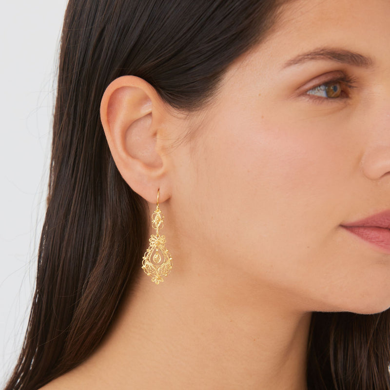 Princess Detail Earrings Gold Plated Silver