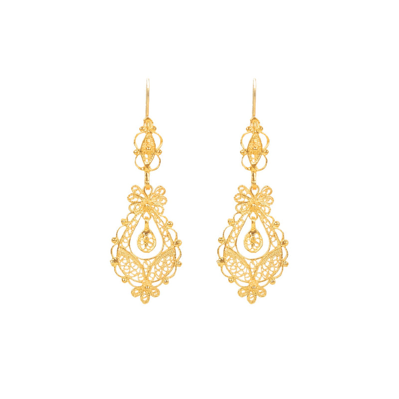 Princess Detail Earrings Gold Plated Silver