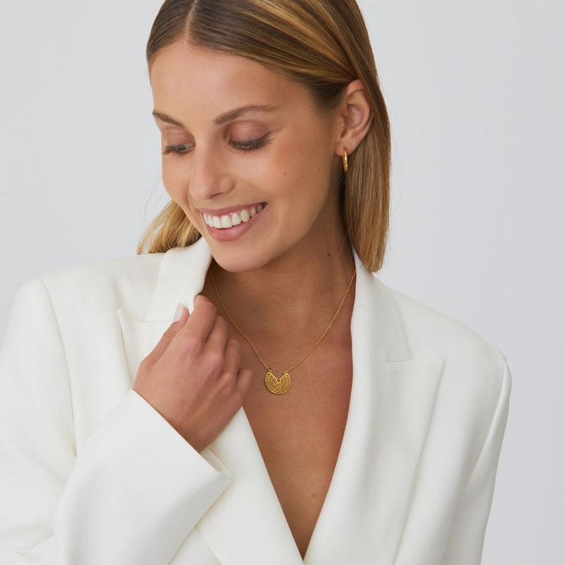 Circles 3/4 Necklace Gold Plated Silver