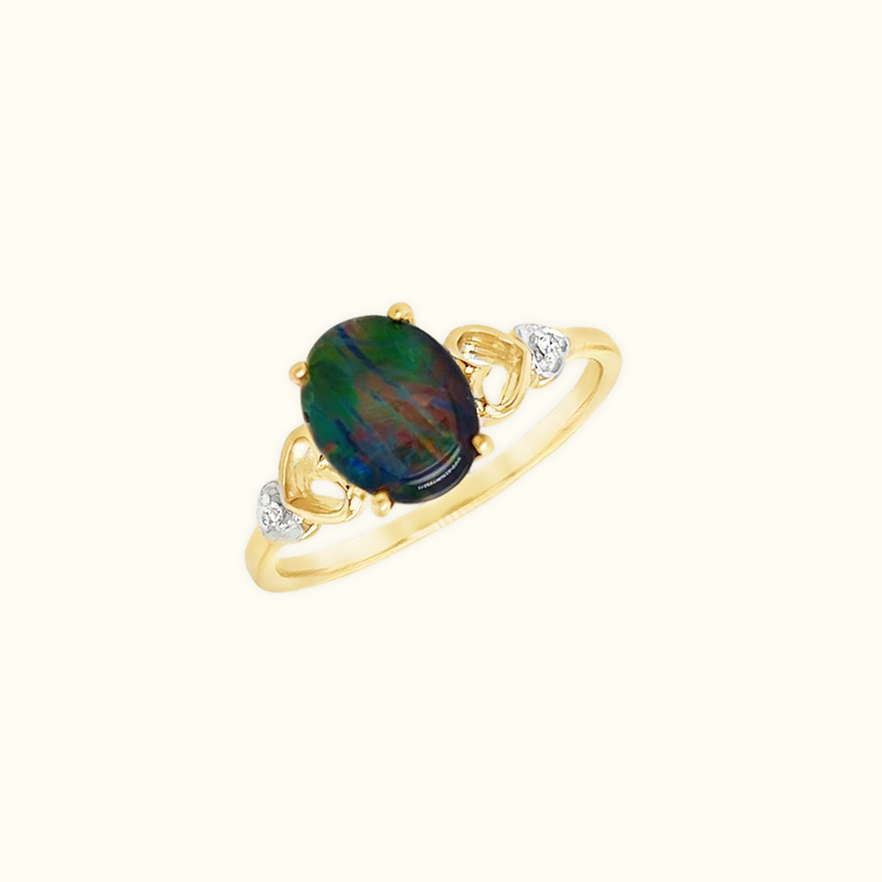 Sera Heart Opal & Diamond Ring