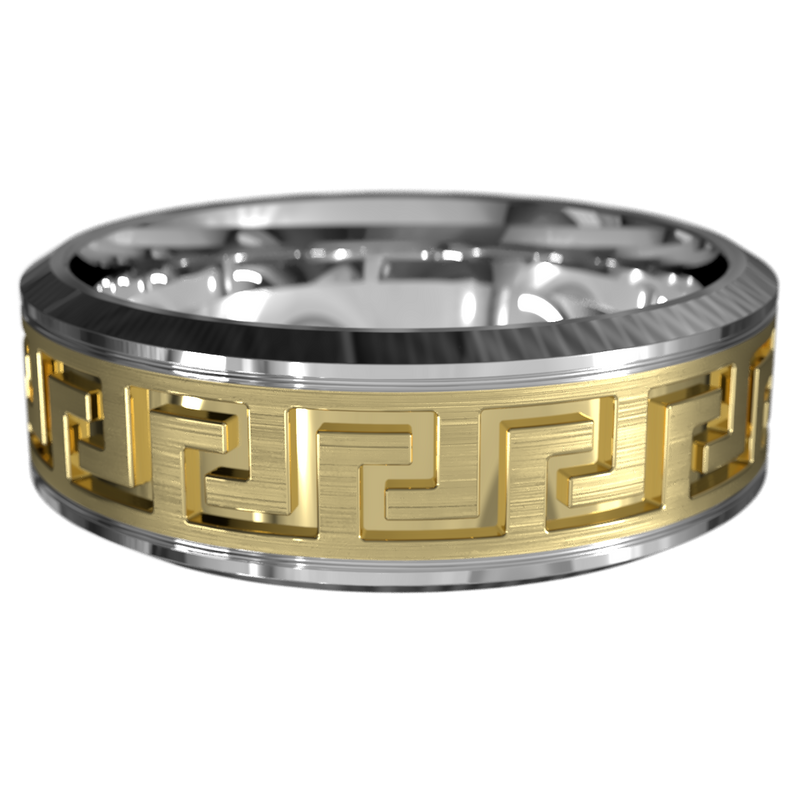 Hector Greek Key Ring (Yellow & White Gold)