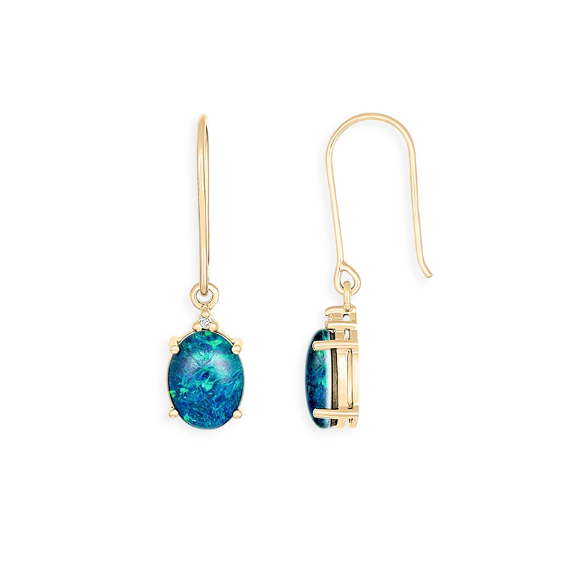 Velora Opal & Diamond Drop Earrings