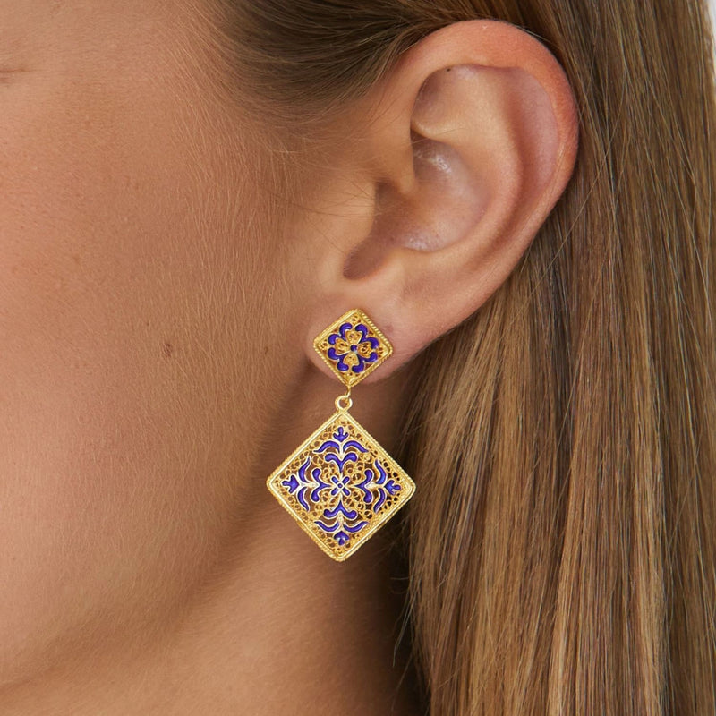 Azulejo Earrings Gold Plated Silver