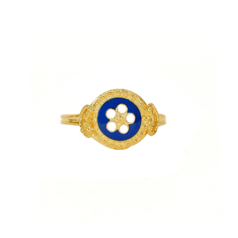 Caramujo Floral Medal Ring 9K Gold